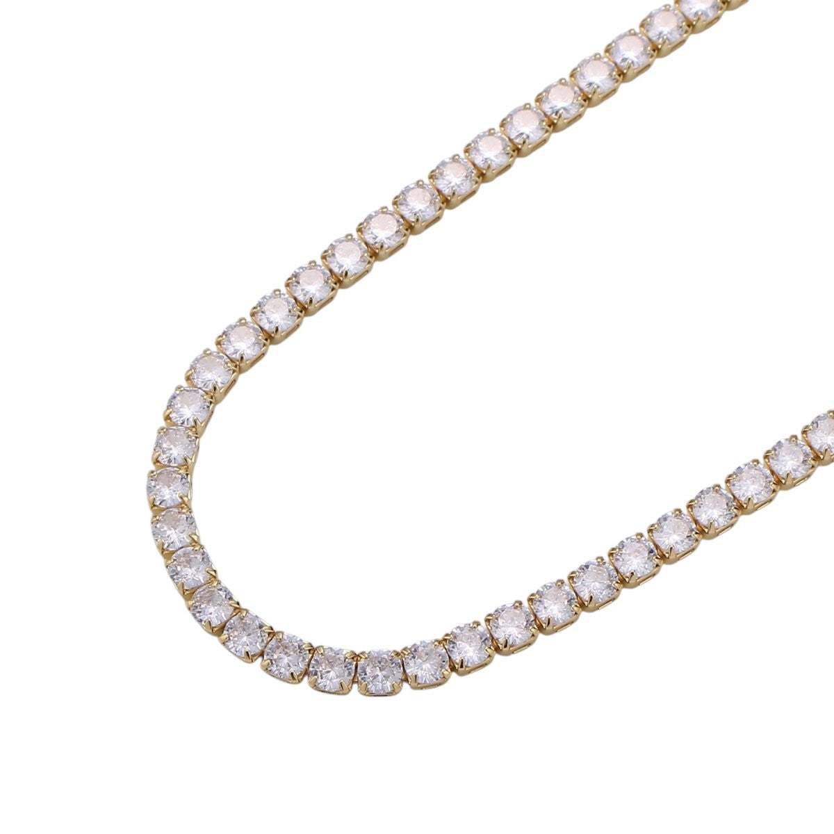 Trendy 24K Gold Filled Clear, Pink, Blue CZ Tennis 18 Inch Layering Chain Necklace in Gold & Silver