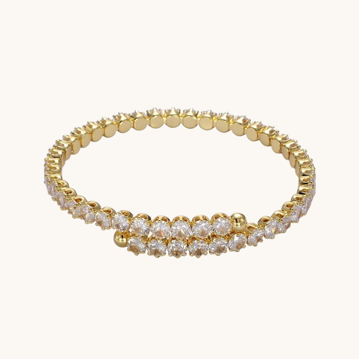 Elegant 24K Gold Filled Clear CZ Bangle Cuff Bracelet