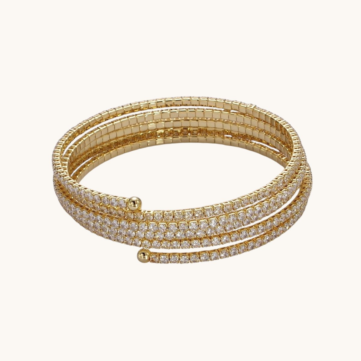 24K Gold Filled Clear CZ Tennis Chain Multiple Band Bangle Bracelet
