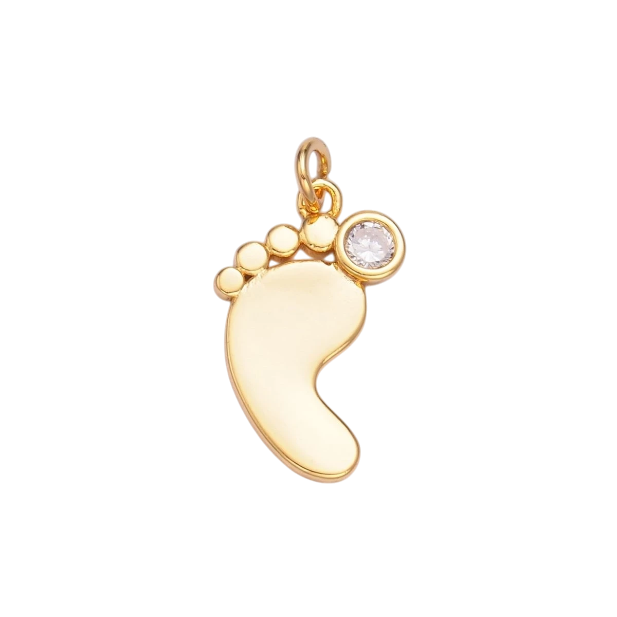 24K Gold Filled CZ Baby Feet Charm in Gold & Silver