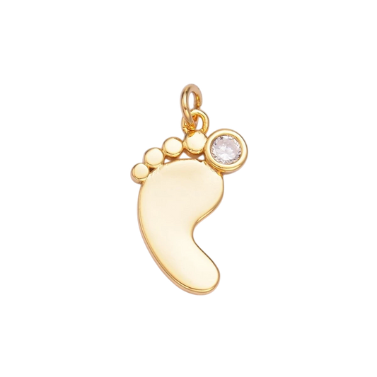 24K Gold Filled CZ Baby Feet Charm in Gold & Silver