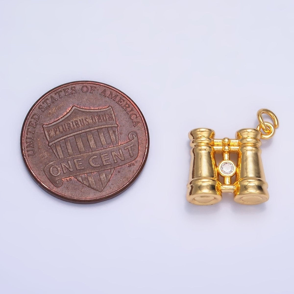 24K Gold Filled CZ Binoculars 3D Multidimensional Charm in Gold & Silver