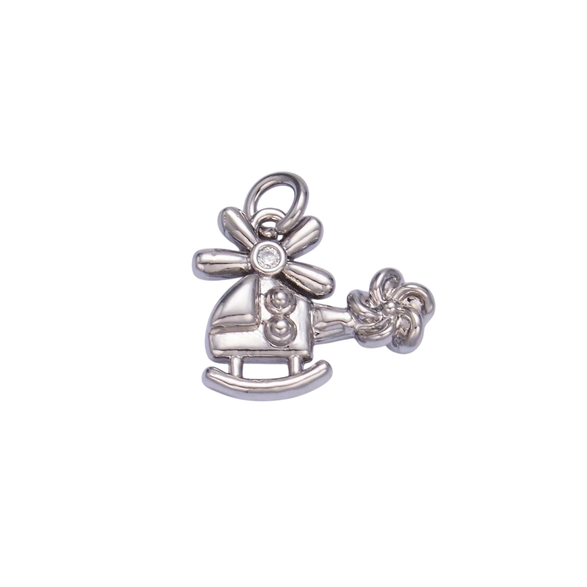 24K Gold Filled CZ Helicopter Travel Charm in Gold & Silver