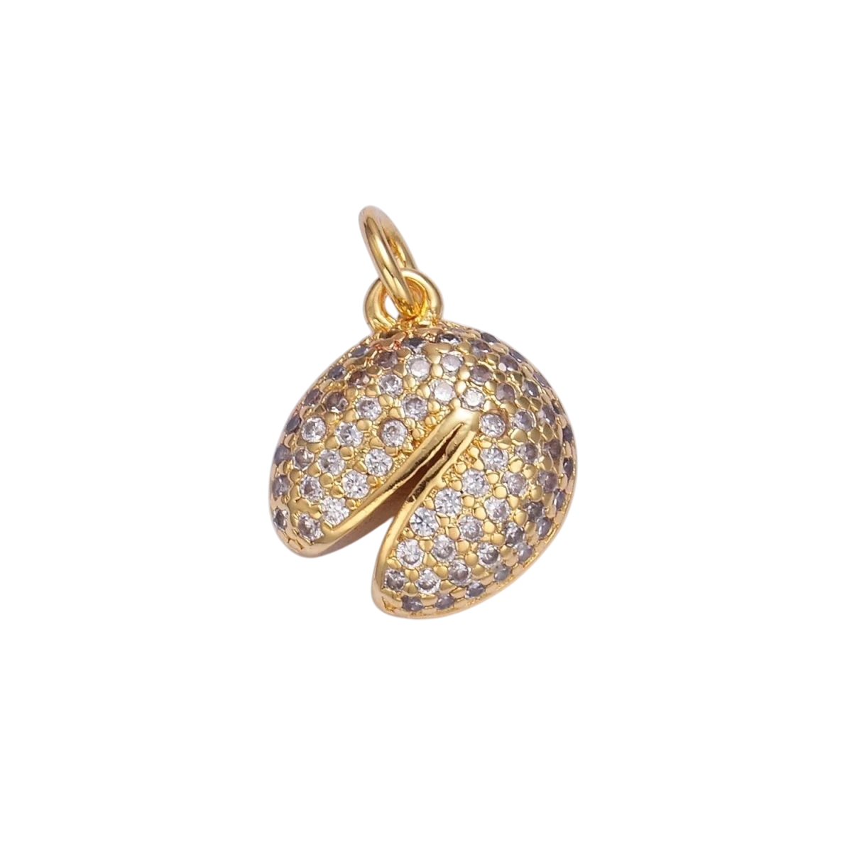 24K Gold Filled Micro Paved CZ Fortune Cookie Food Charm