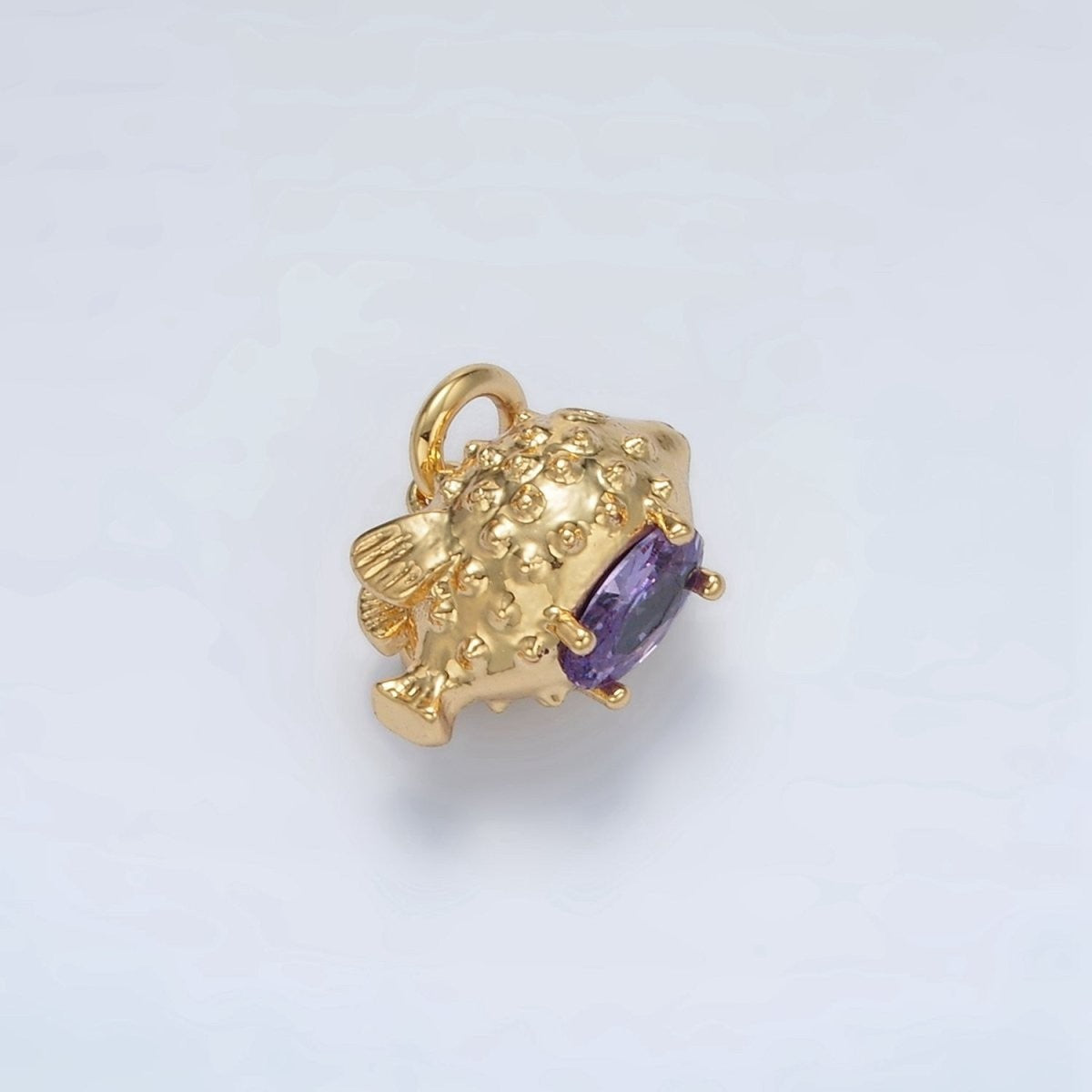 Sweet 24K Gold Filled Dotted Textured Puffer Fish Animal Charm