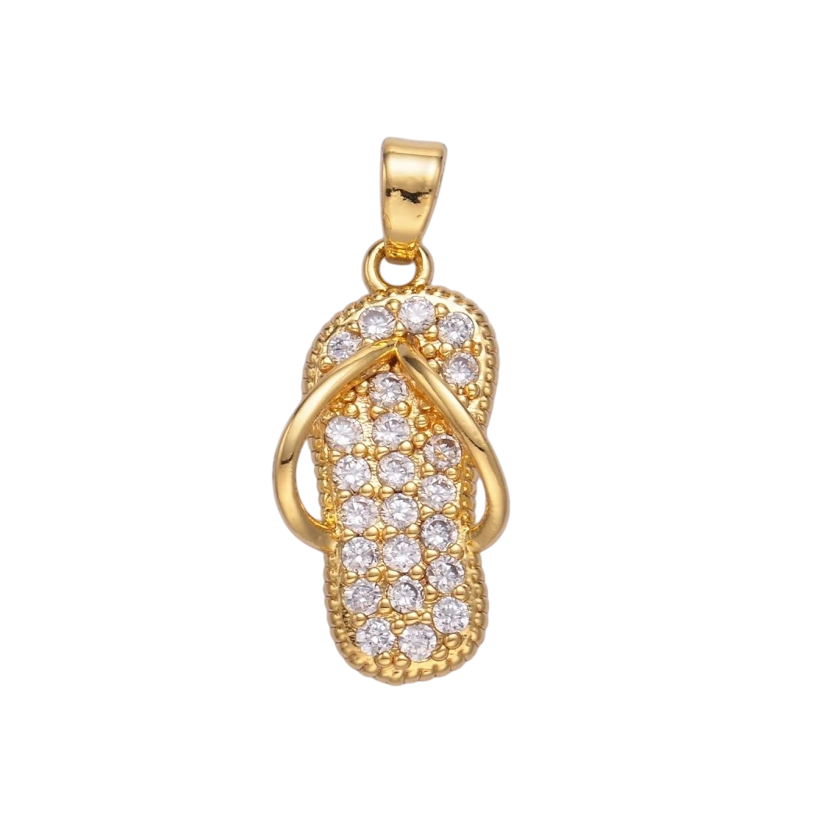 24K Gold Filled Flip Flops Sandal Micro Pave