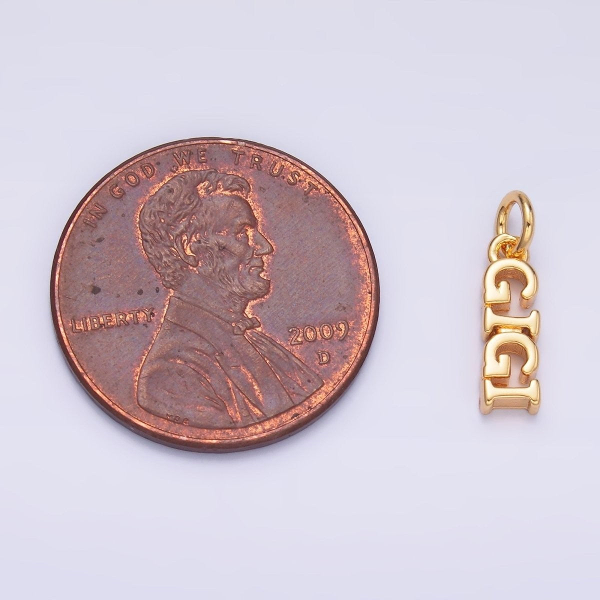 24K Gold Filled 11mm x 3.5mm Grandma "GIGI" Script Charm in Gold or Silver