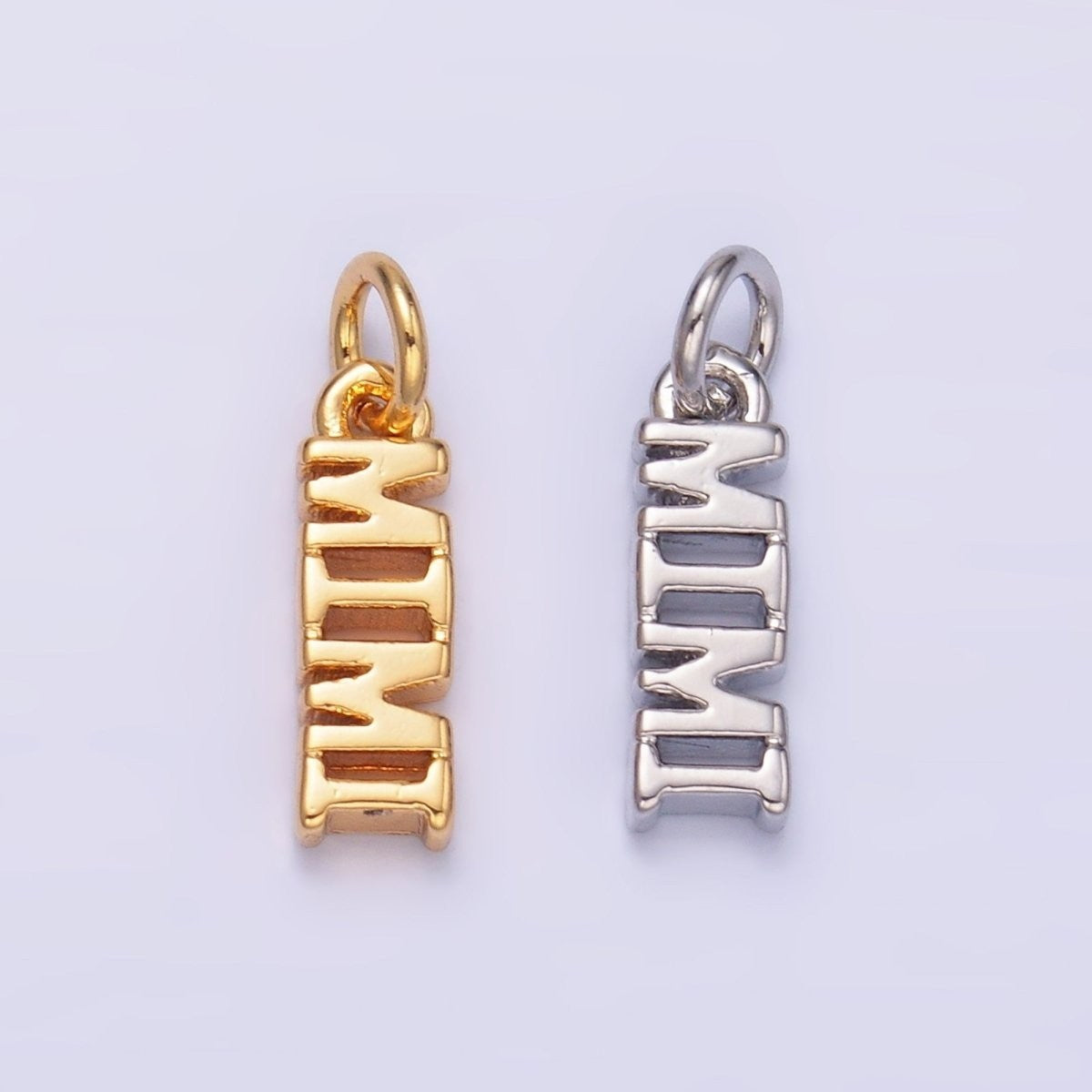 24K Gold Filled 11mm x 3.4mm Grandmother "MIMI" Script Charm in Gold or Silver
