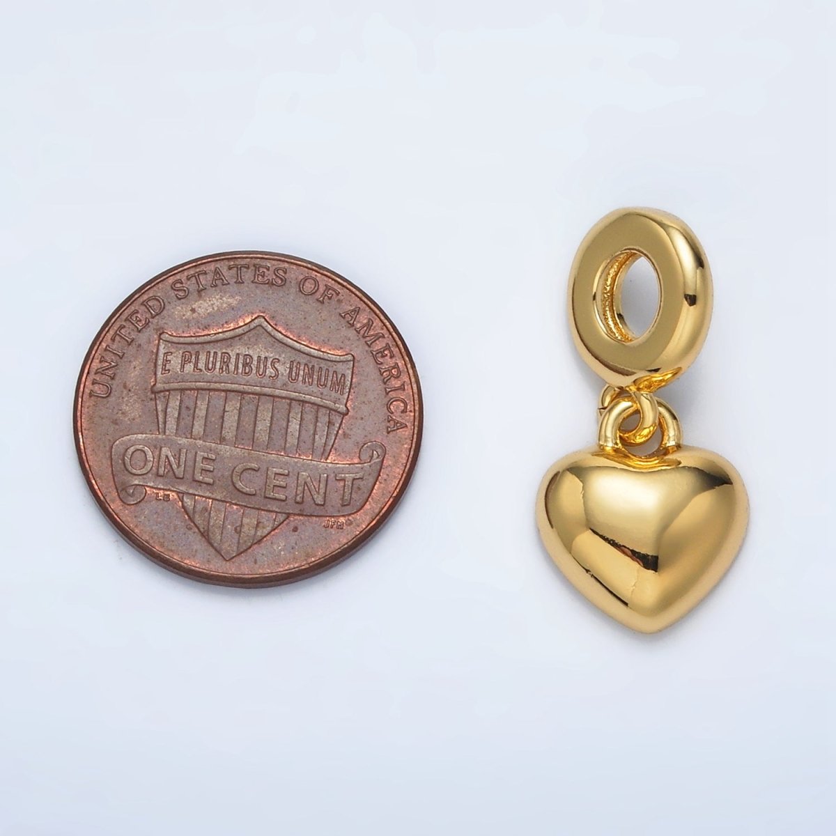 24K Gold-Filled 13mm Heart Minimalist Dome Rondelle Bail Drop Pendant