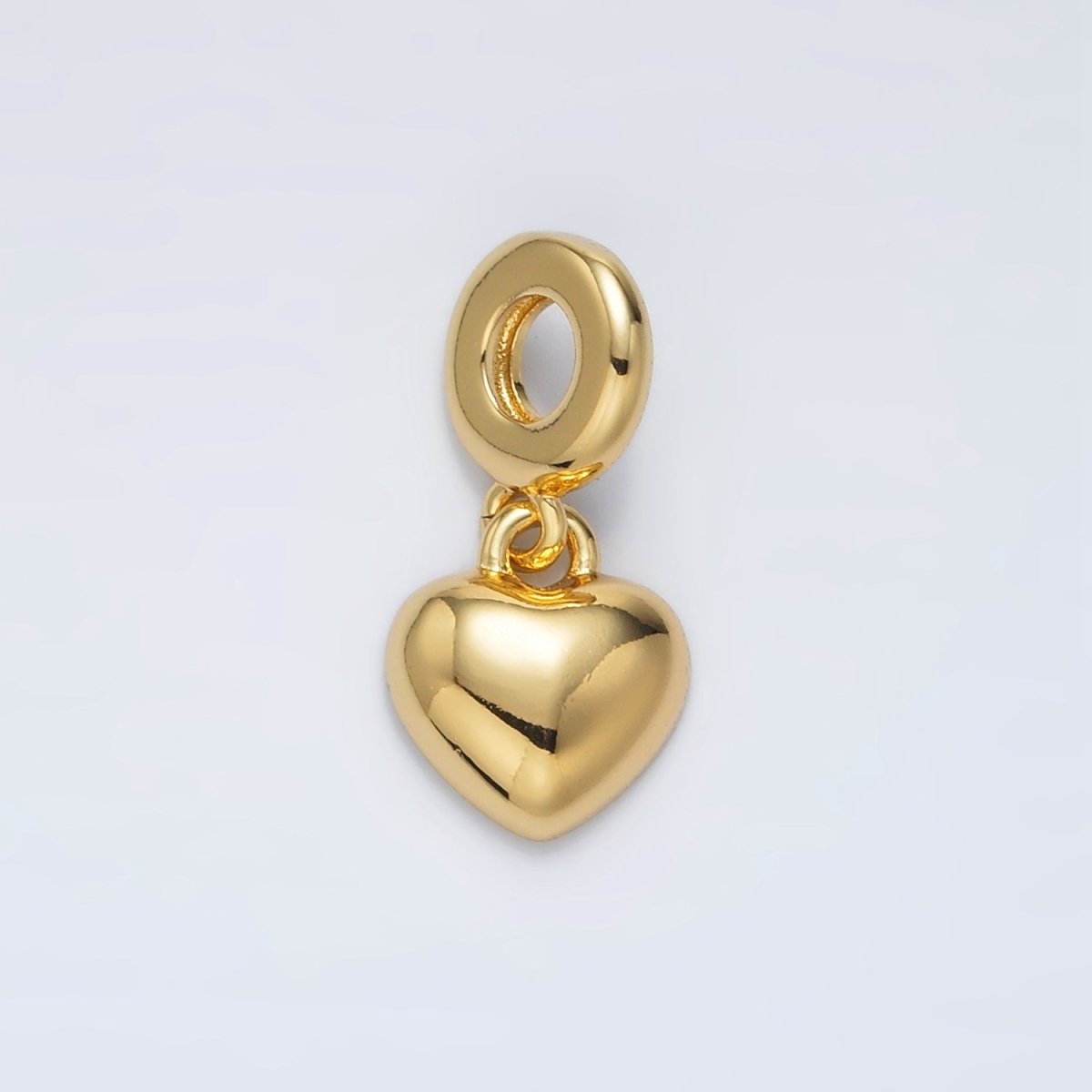 24K Gold-Filled 13mm Heart Minimalist Dome Rondelle Bail Drop Pendant