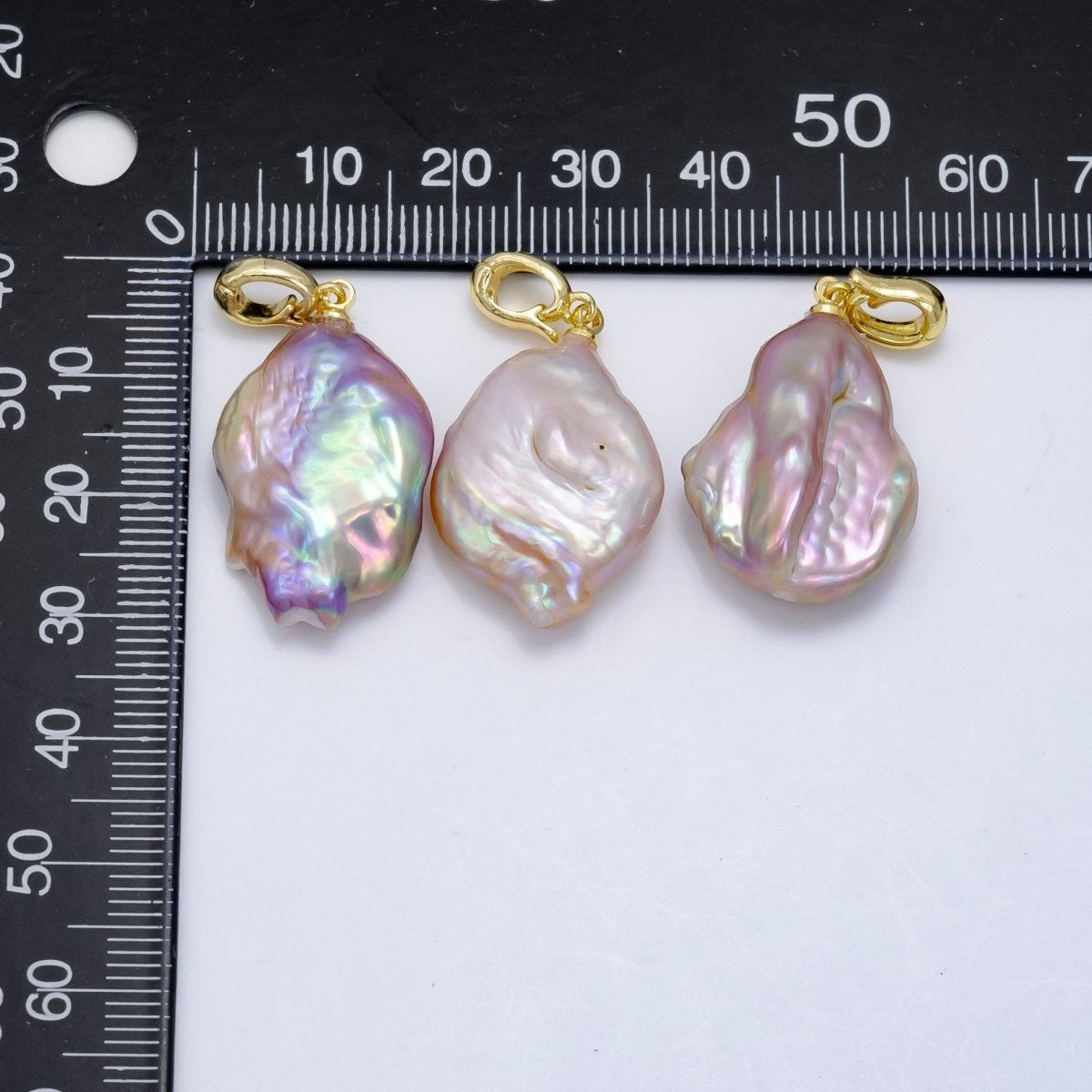 24K Gold Filled Iridescent Freshwater Pearl Snap Latch Bail