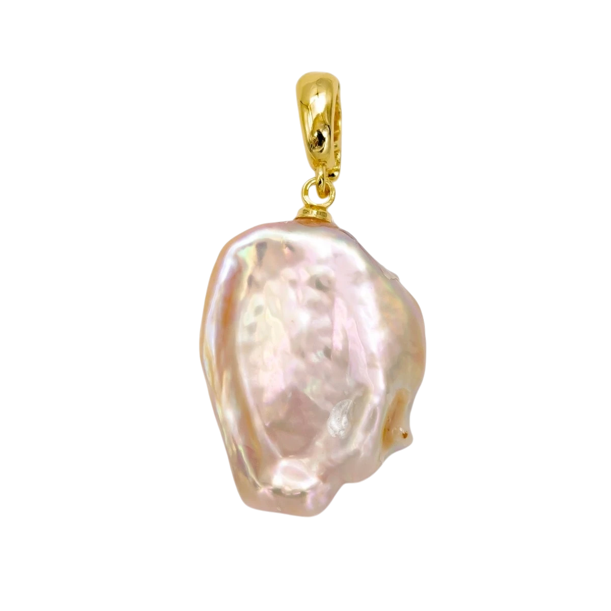 24K Gold Filled Iridescent Freshwater Pearl Snap Latch Bail
