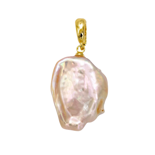 24K Gold Filled Iridescent Freshwater Pearl Snap Latch Bail
