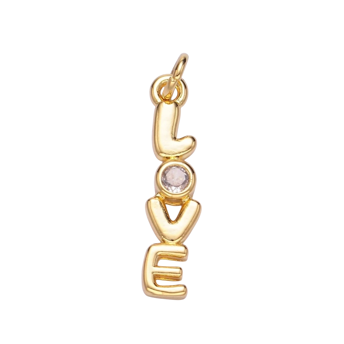 24K Gold Filled "LOVE" CZ Chubby Script Charm in Gold & Silver