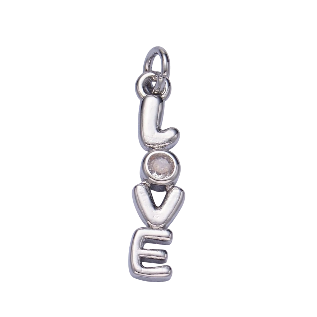 24K Gold Filled "LOVE" CZ Chubby Script Charm in Gold & Silver