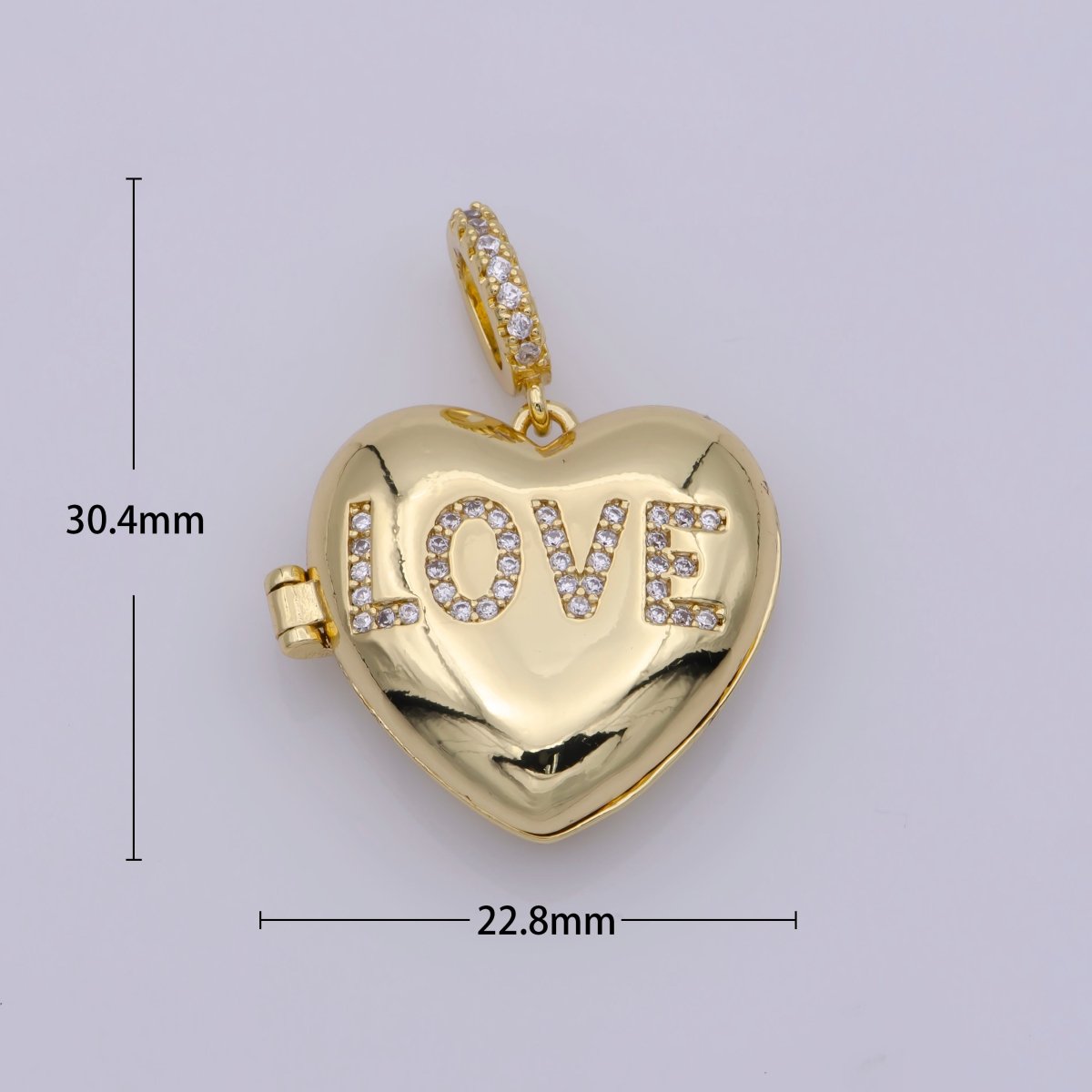 24K Gold Filled "LOVE" Micro Paved CZ Open Heart Locket Pendant