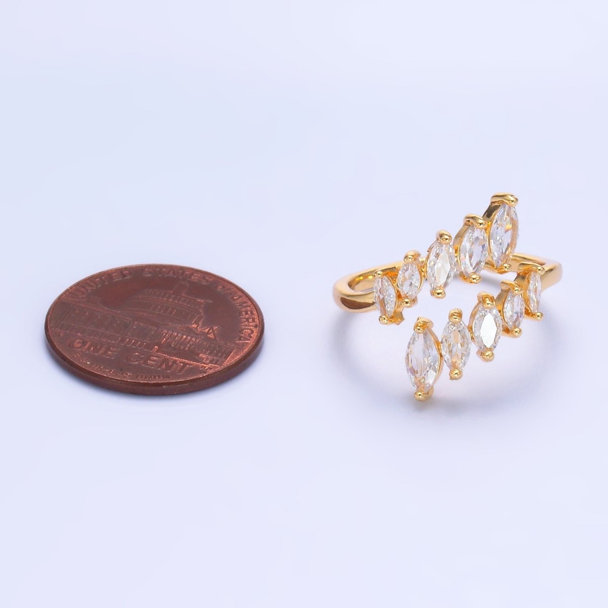 Beautifull 24K Gold-Filled Marquise CZ Open Wrap Claw Ring