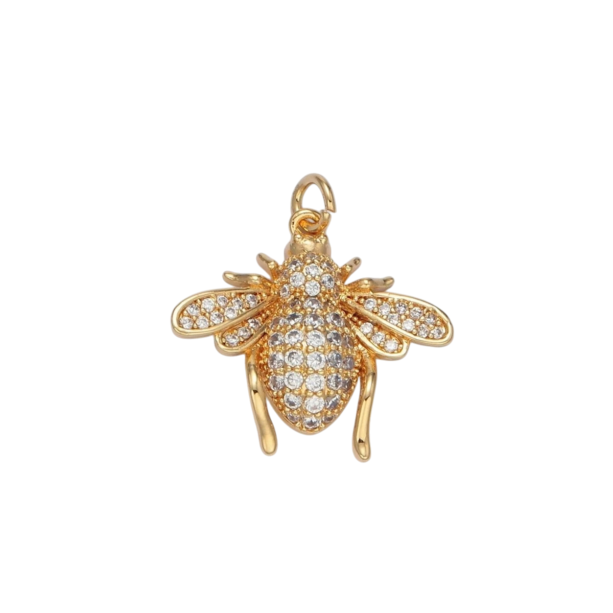 24K Gold Filled Micro Paved CZ Bumble Bee Insect Charm
