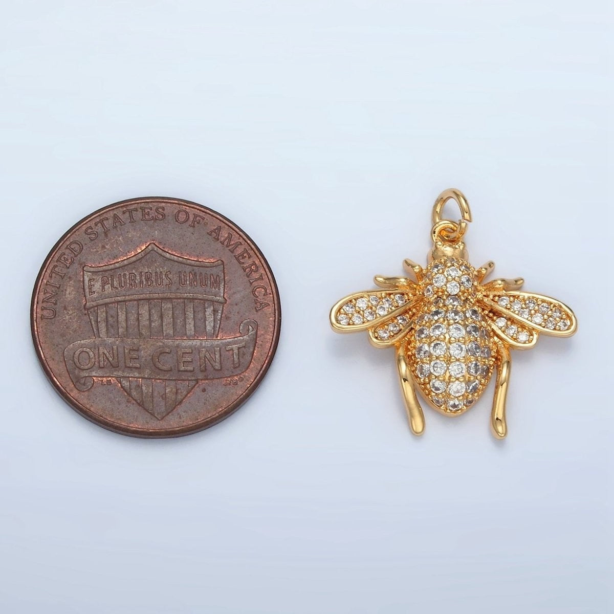 24K Gold Filled Micro Paved CZ Bumble Bee Insect Charm