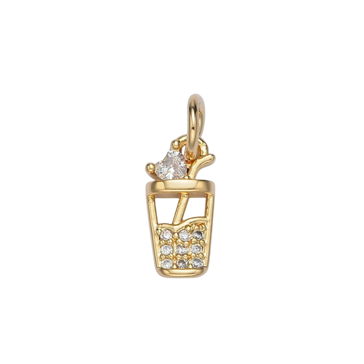 24K Gold Filled Micro Paved CZ Iced Drink Charm
