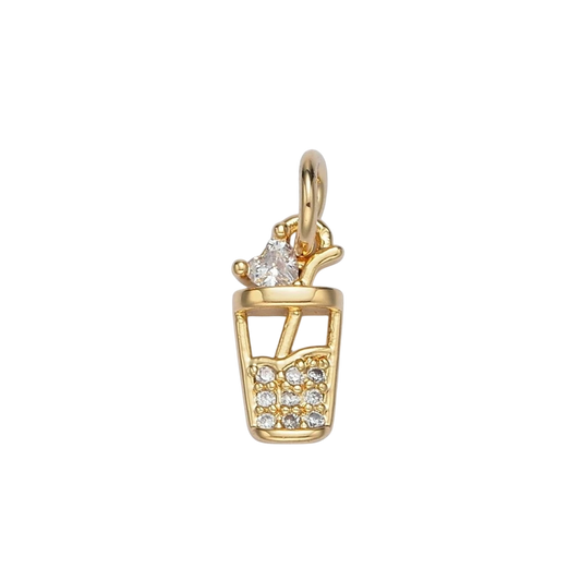 24K Gold Filled Micro Paved CZ Iced Drink Charm