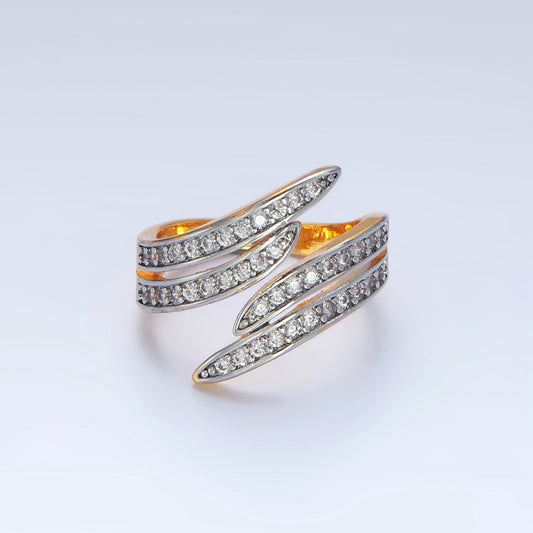 24K Gold Filled Micro Pave CZ Multiple Band Wrap Mixed Metal Ring