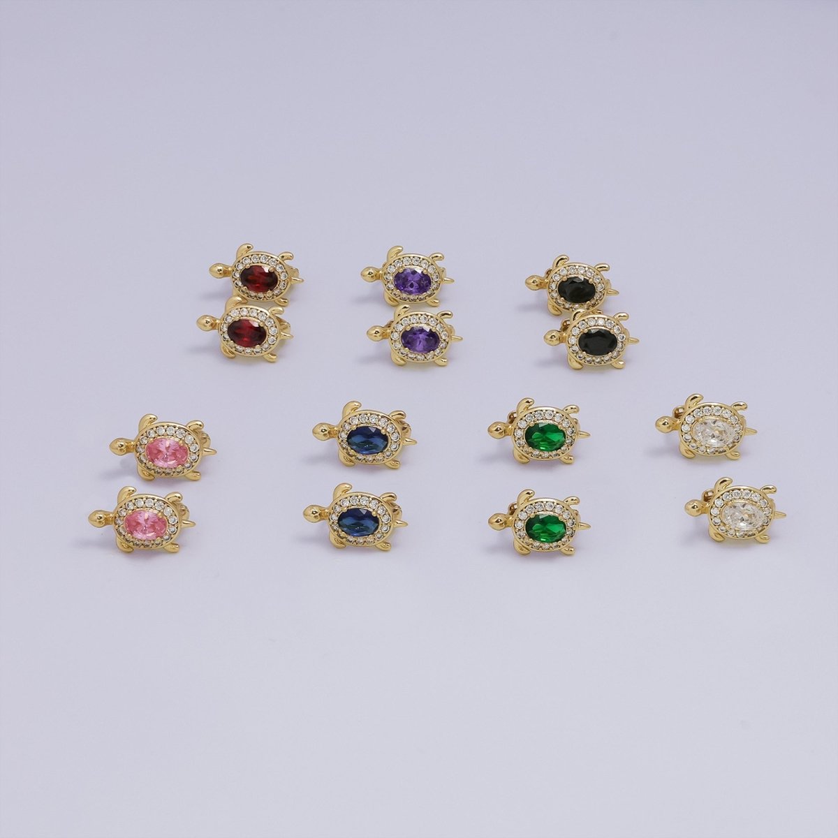 Sweet 24K Gold-Filled Micro Paved CZ Turtle Animal Huggie Earrings
