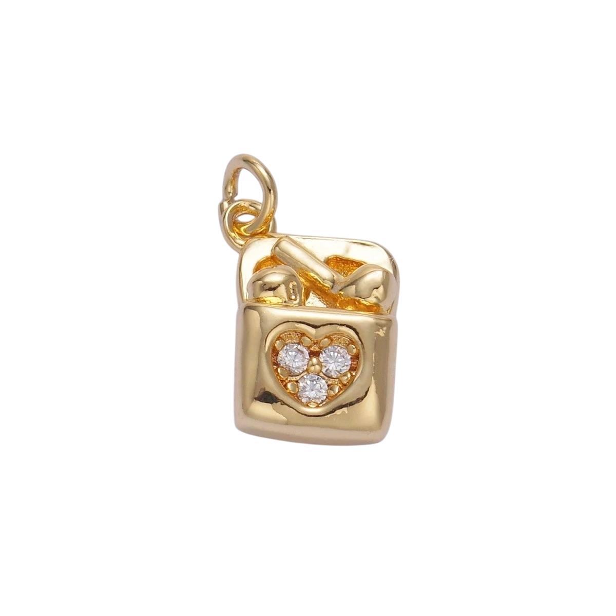 24K Gold Filled Micro Paved Wireless Headphones Music Charm in Gold & Silver