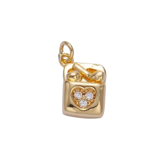 24K Gold Filled Micro Paved Wireless Headphones Music Charm in Gold & Silver
