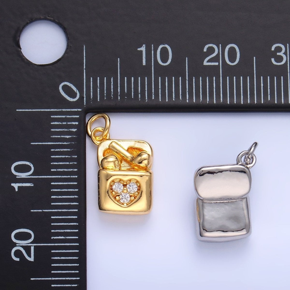 24K Gold Filled Micro Paved Wireless Headphones Music Charm in Gold & Silver