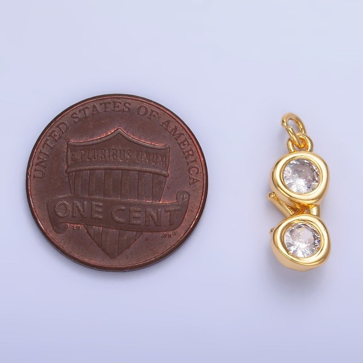 24K Gold Filled Mini Clear CZ Glasses 3D Multidimensional Charm in Gold & Silver