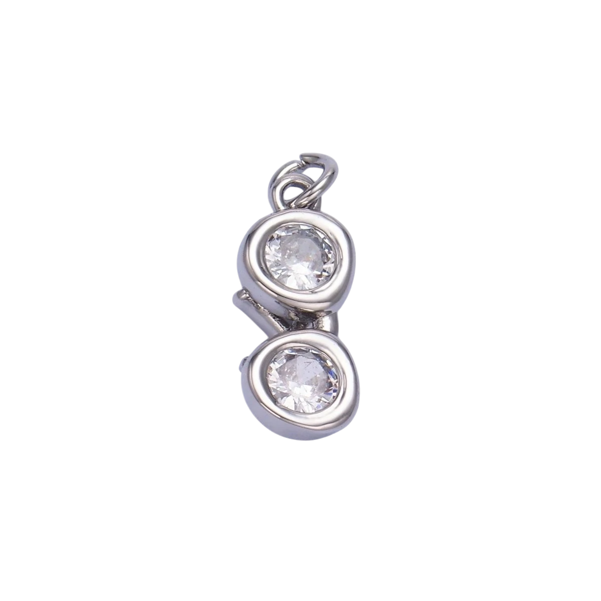 24K Gold Filled Mini Clear CZ Glasses 3D Multidimensional Charm in Gold & Silver