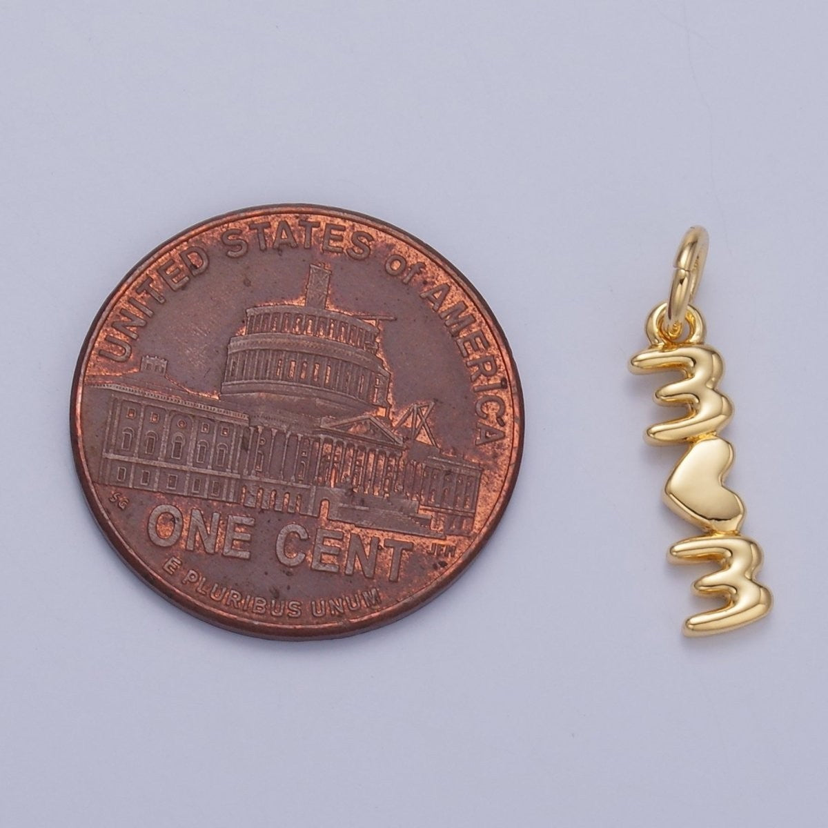 24K Gold Filled "MOM" Heart Script Charm in Gold & Silver
