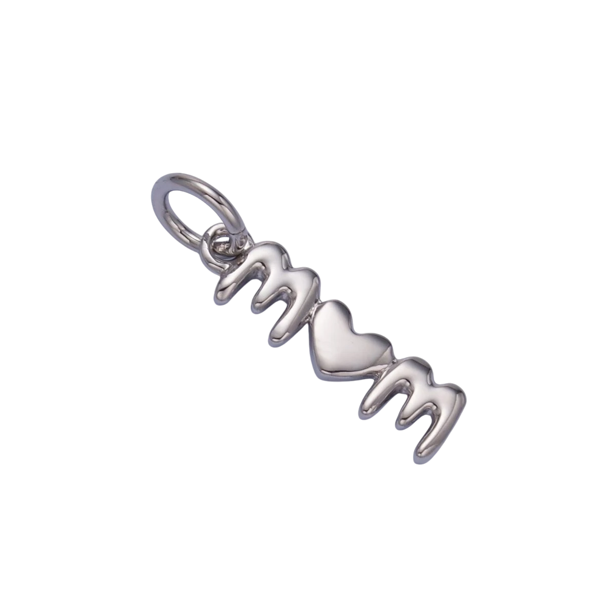 24K Gold Filled "MOM" Heart Script Charm in Gold & Silver
