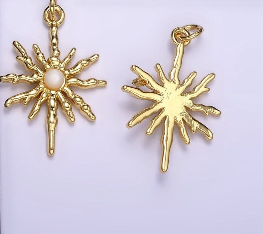 24K Gold Filled Moonstone Celestial Molten Sun Charm