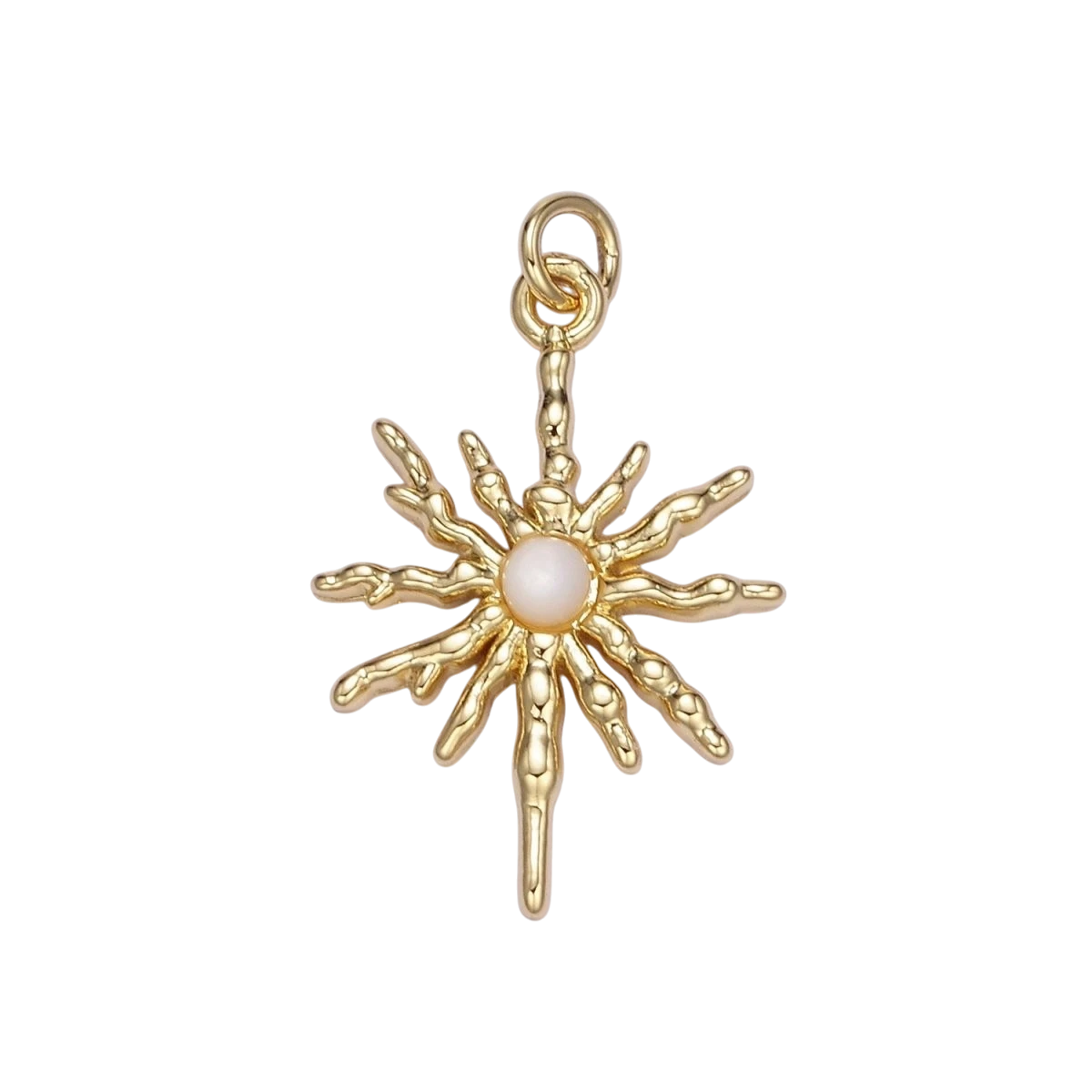 24K Gold Filled Moonstone Celestial Molten Sun Charm