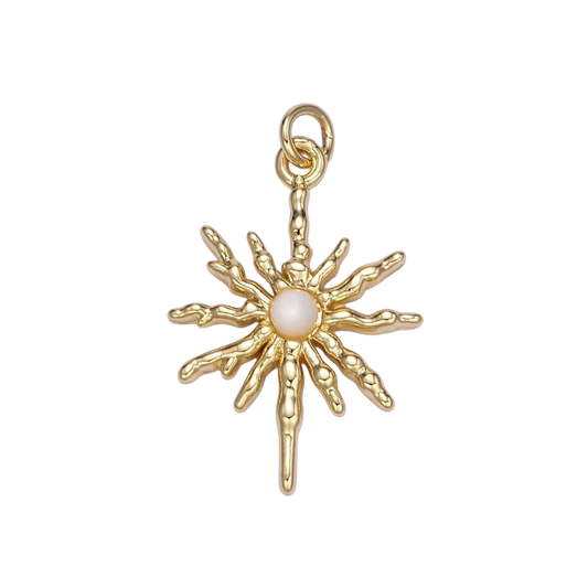 24K Gold Filled Moonstone Celestial Molten Sun Charm