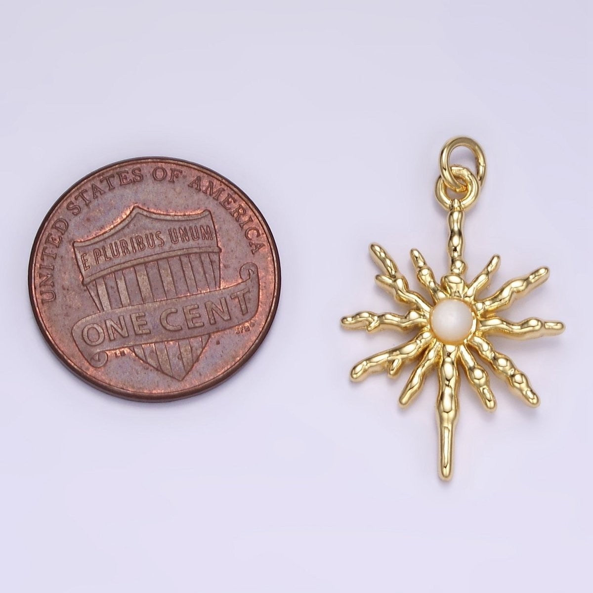 24K Gold Filled Moonstone Celestial Molten Sun Charm