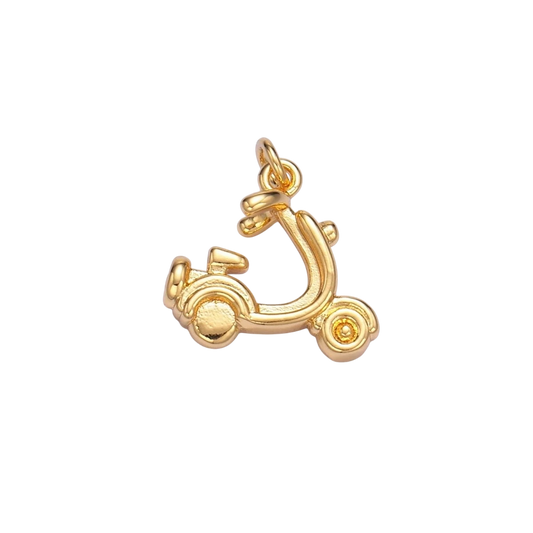 24K Gold Filled Motorcycle Scooter Bike Vehicle Multidimensional 3D Charm in Gold & Silver