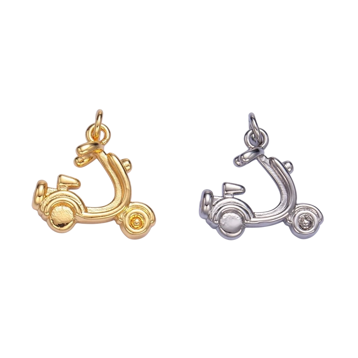 24K Gold Filled Motorcycle Scooter Bike Vehicle Multidimensional 3D Charm in Gold & Silver