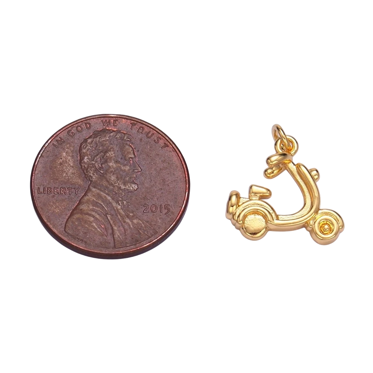 24K Gold Filled Motorcycle Scooter Bike Vehicle Multidimensional 3D Charm in Gold & Silver