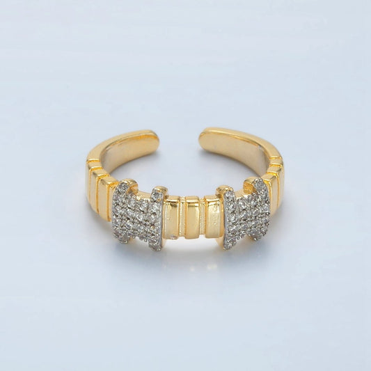 Beautiful 24K Gold-Filled Multiple Micro Pave CZ Bar Band Ring
