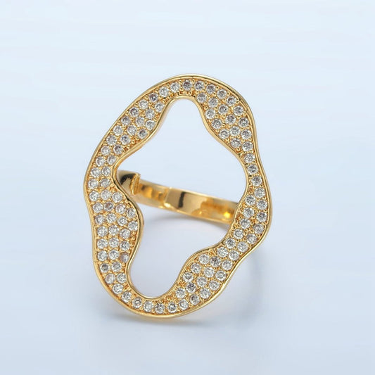 Modern 24K Gold-Filled Open Abstract Micro Pave Open CZ Ring