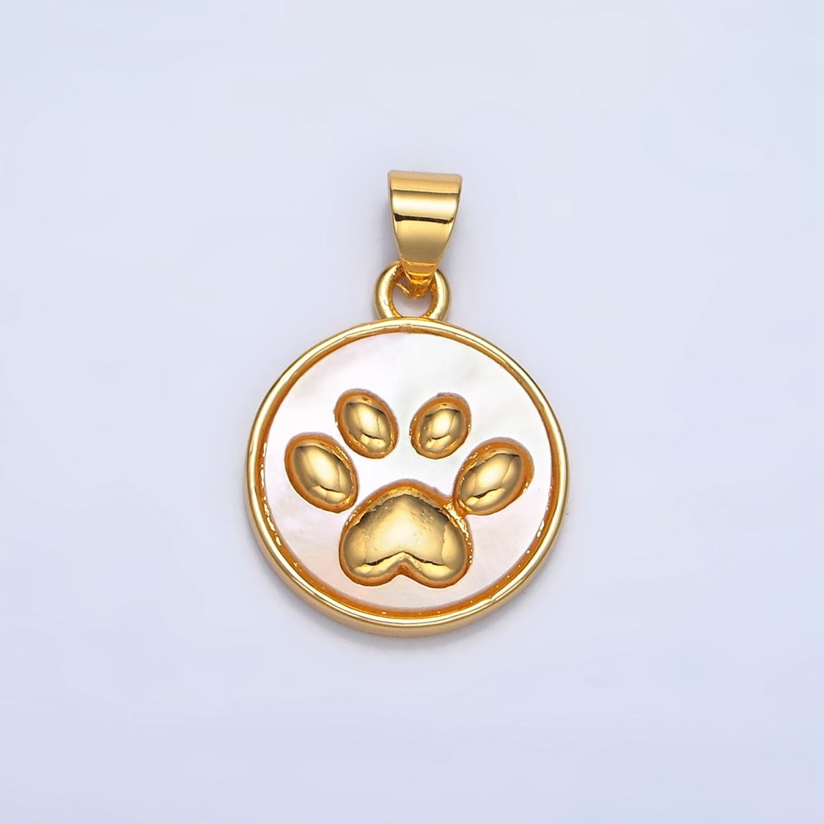 24K Gold-Filled Paw Print Stamped Round Pendant