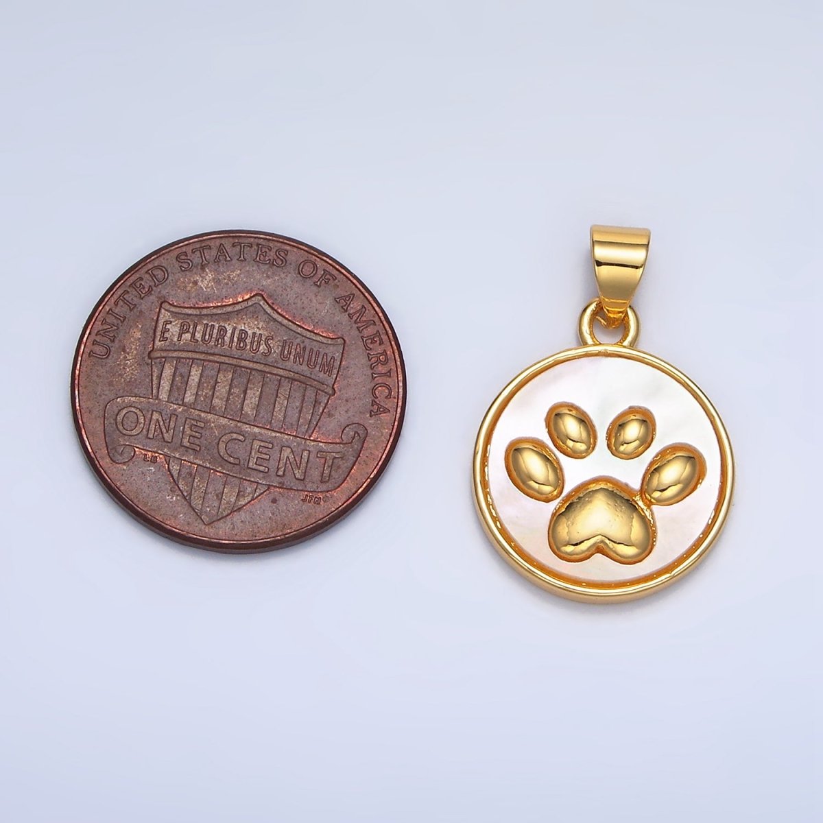 24K Gold-Filled Paw Print Stamped Round Pendant