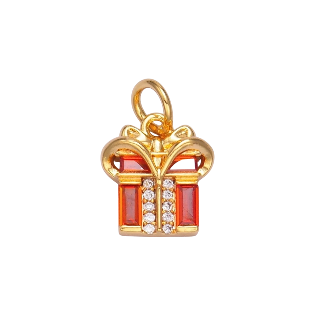 24K Gold Filled Red Baguette CZ Present Gift Charm