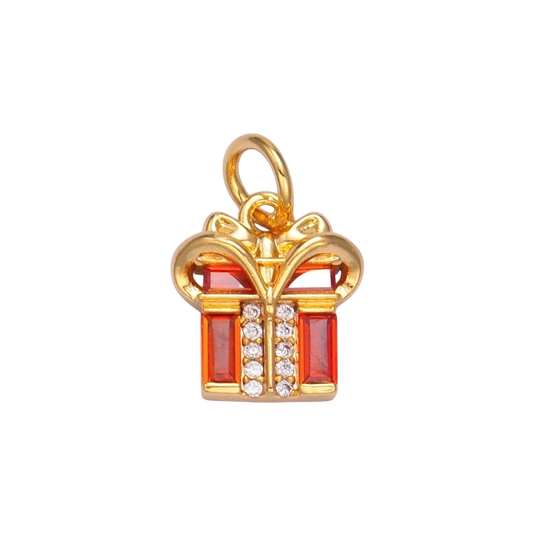 24K Gold Filled Red Baguette CZ Present Gift Charm