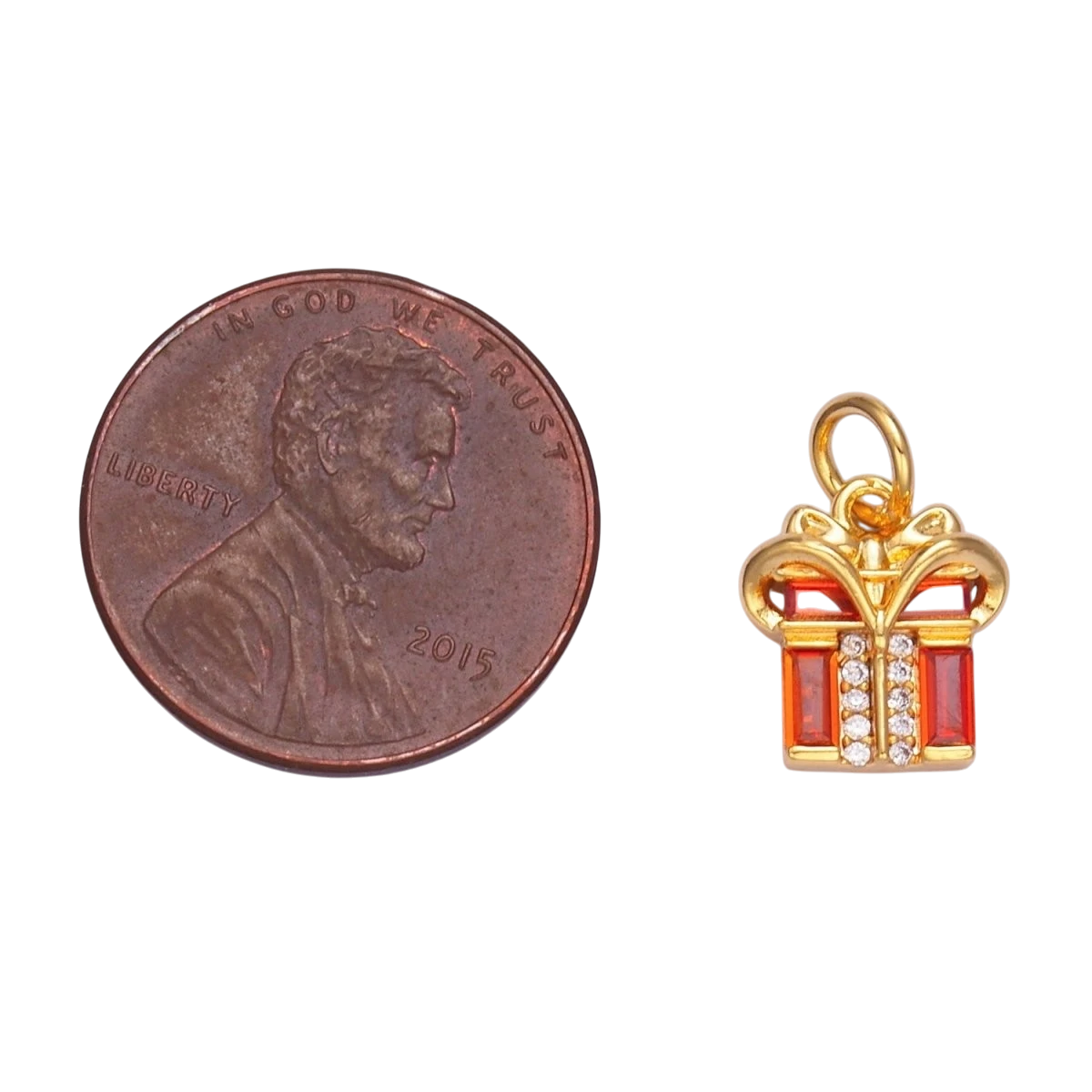 24K Gold Filled Red Baguette CZ Present Gift Charm