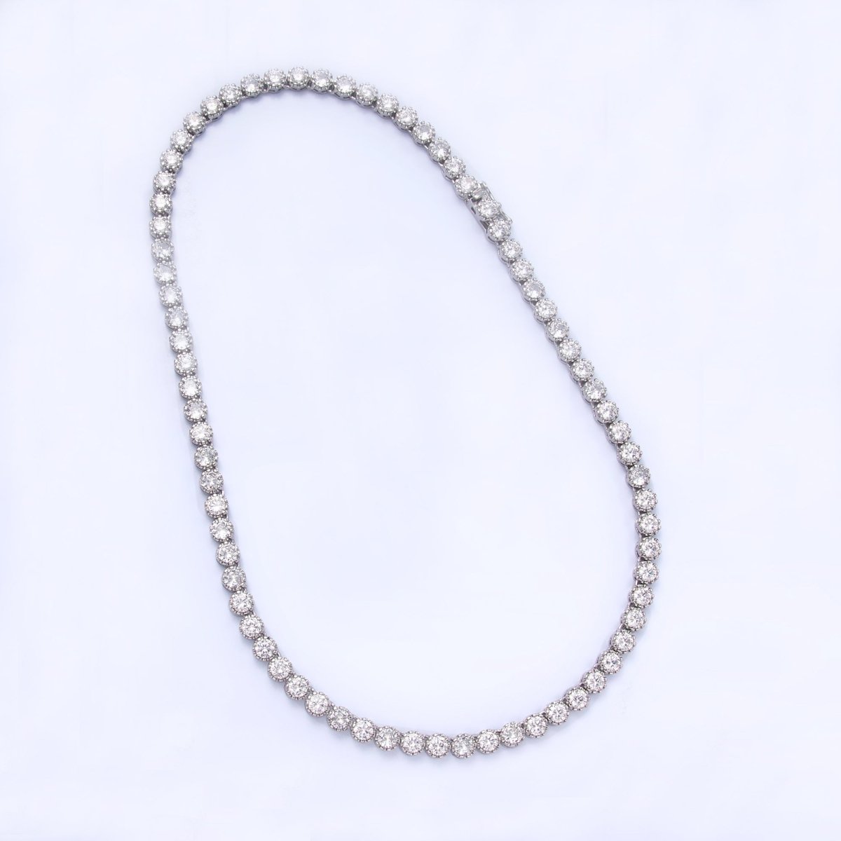 Stunning 24K Gold Filled Round CZ Encapsulate Tennis Chain 16 Inch Necklace in Gold & Silver