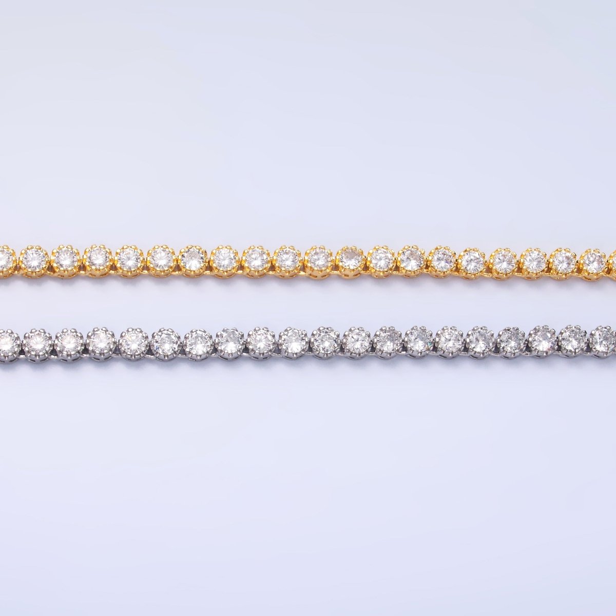 Stunning 24K Gold Filled Round CZ Encapsulate Tennis Chain 16 Inch Necklace in Gold & Silver